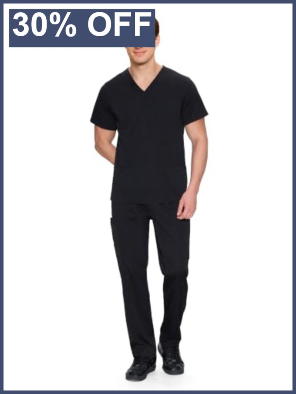 Men's Scrub Set V-Neck Top Straight Leg Pants 11 Pockets Medical Uniform